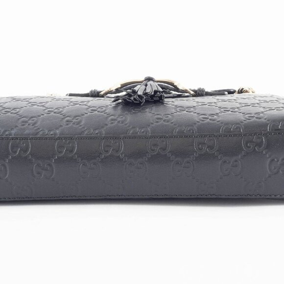 GUCCI Black Leather Horsebit Shoulder Bag - Picture 10 of 16